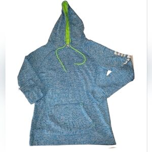 Turquoise & Lime Green Thrive Hoodie With Thumb Holes Contrast Hood Size XXL